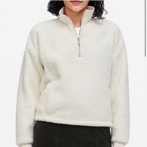 Banana Republic Ivory Sherpa Fleece Half-Zip Sweatshirt